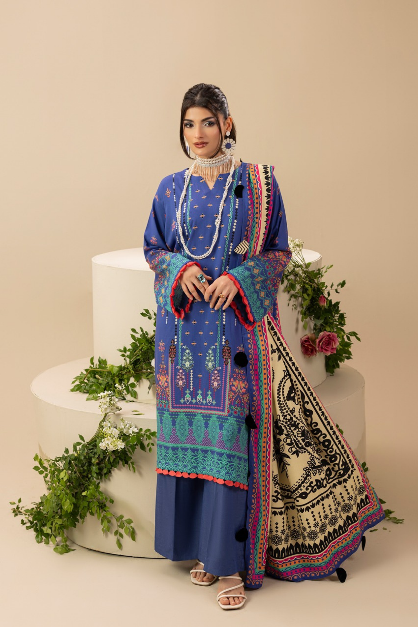 Paltar Printed Slub Linen 3PC
