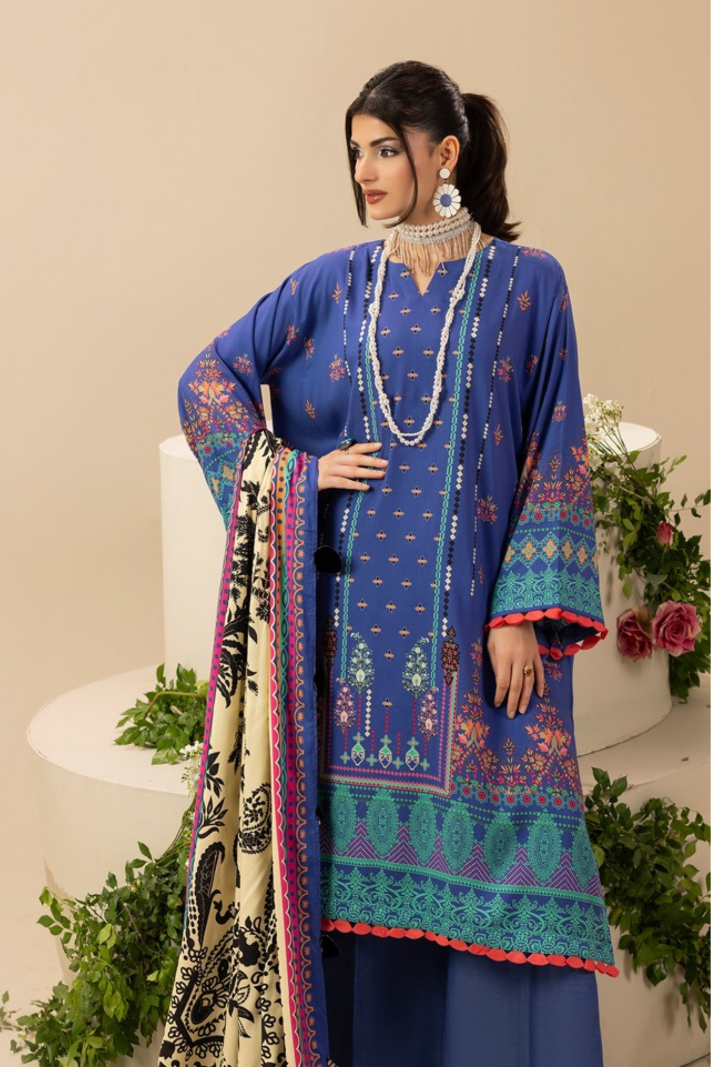 Paltar Printed Slub Linen 3PC