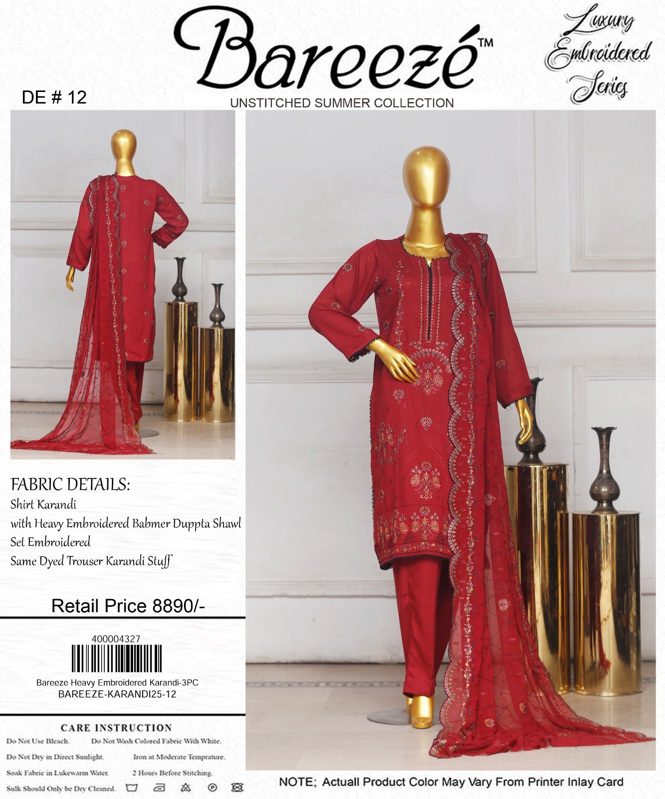 Bareeze Heavy Embroidered Karandi 3-PC