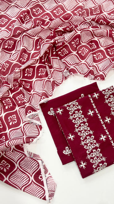 Charizma Plain Embroidered Lawn 2PC