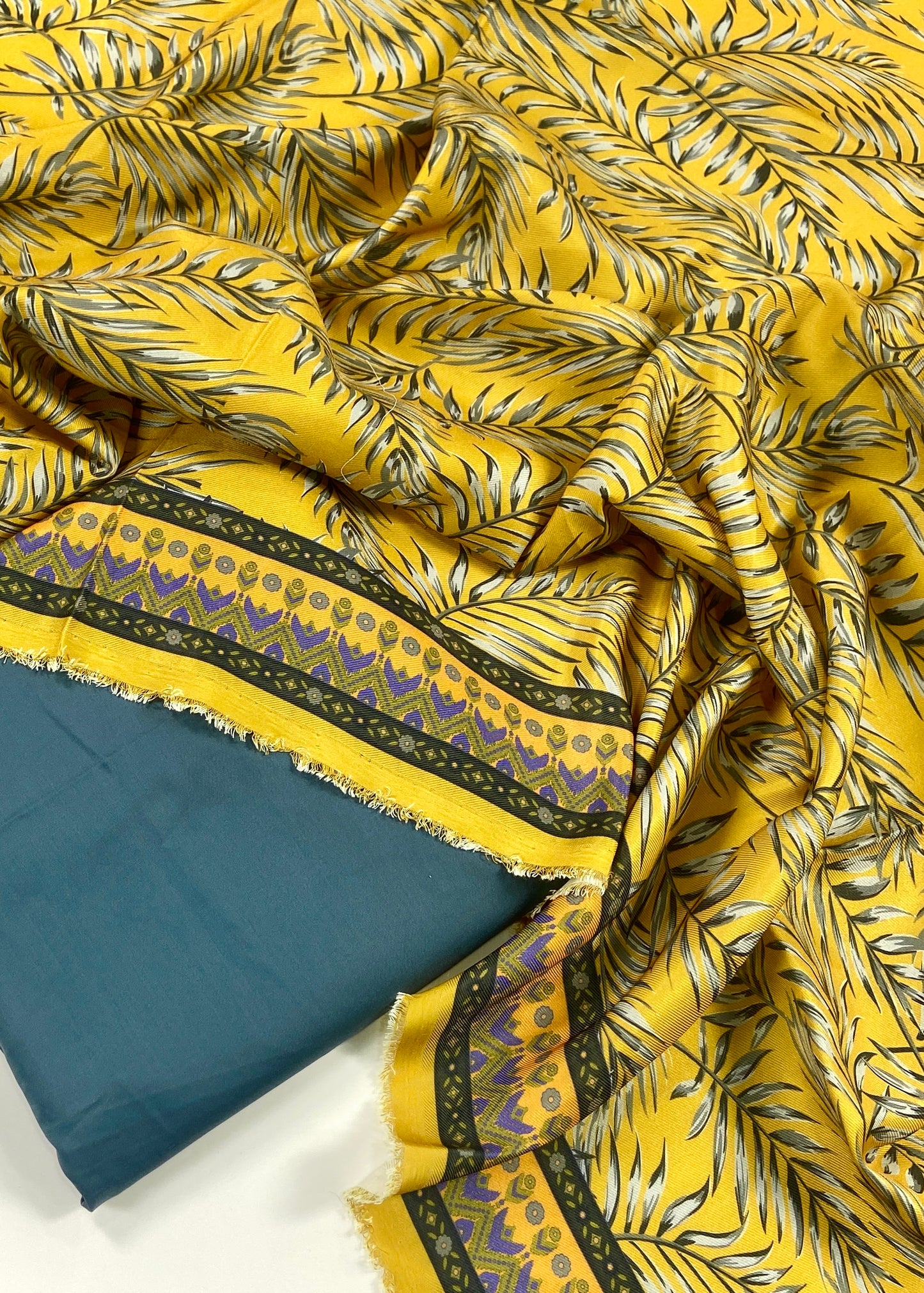 Maria B Linen Dyed Matching Suit With Wool Shawl-3PC