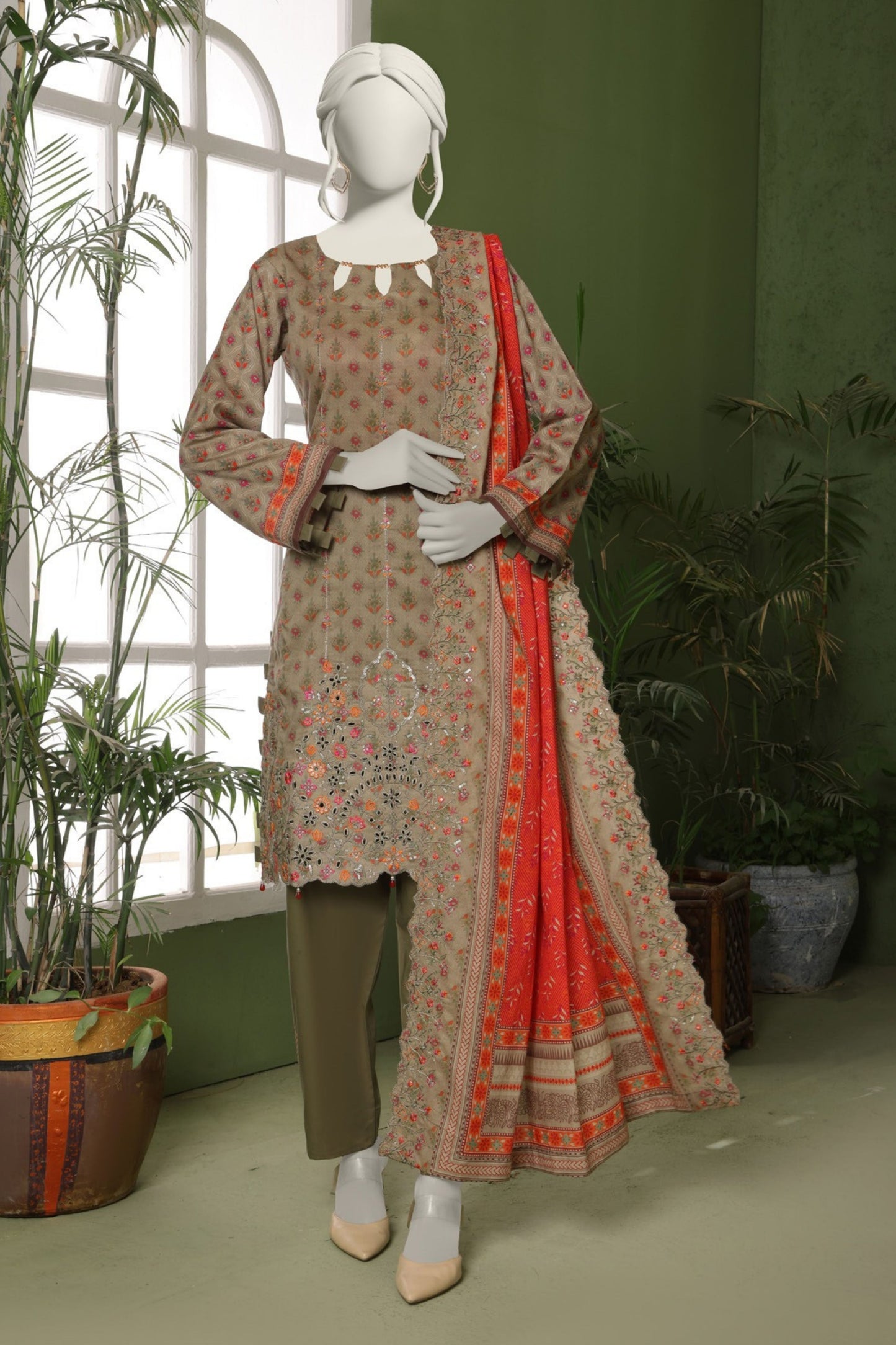 Almeerah Emb & Printed Lawn 3PC