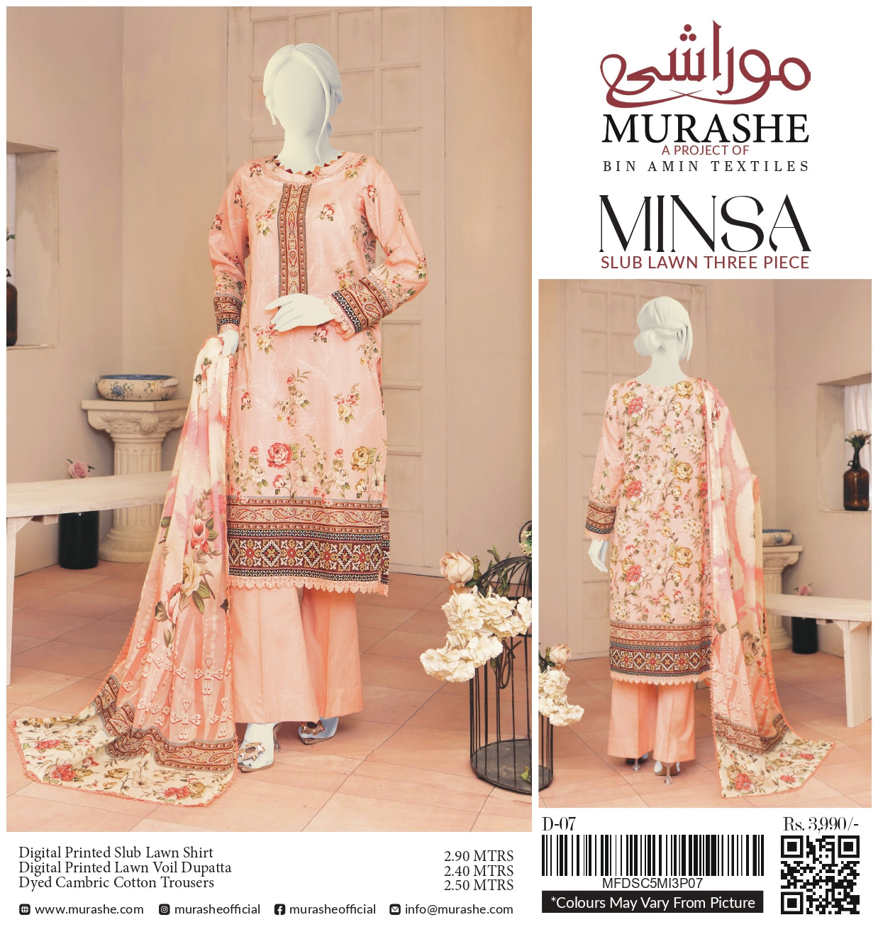 Minsa By Murashe Printed Lawn 3-PC