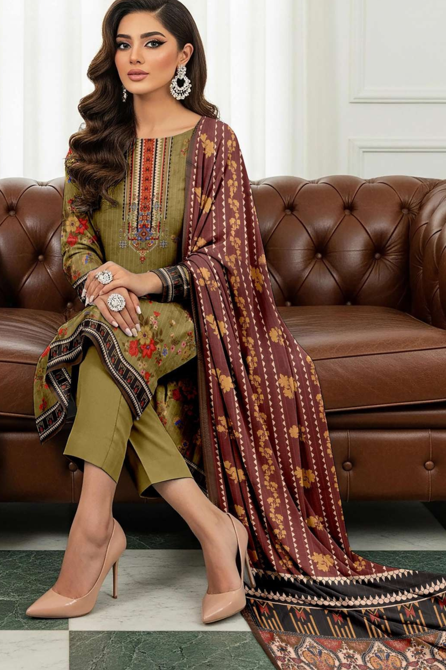 Zara Ali Printed Dobby 3PC