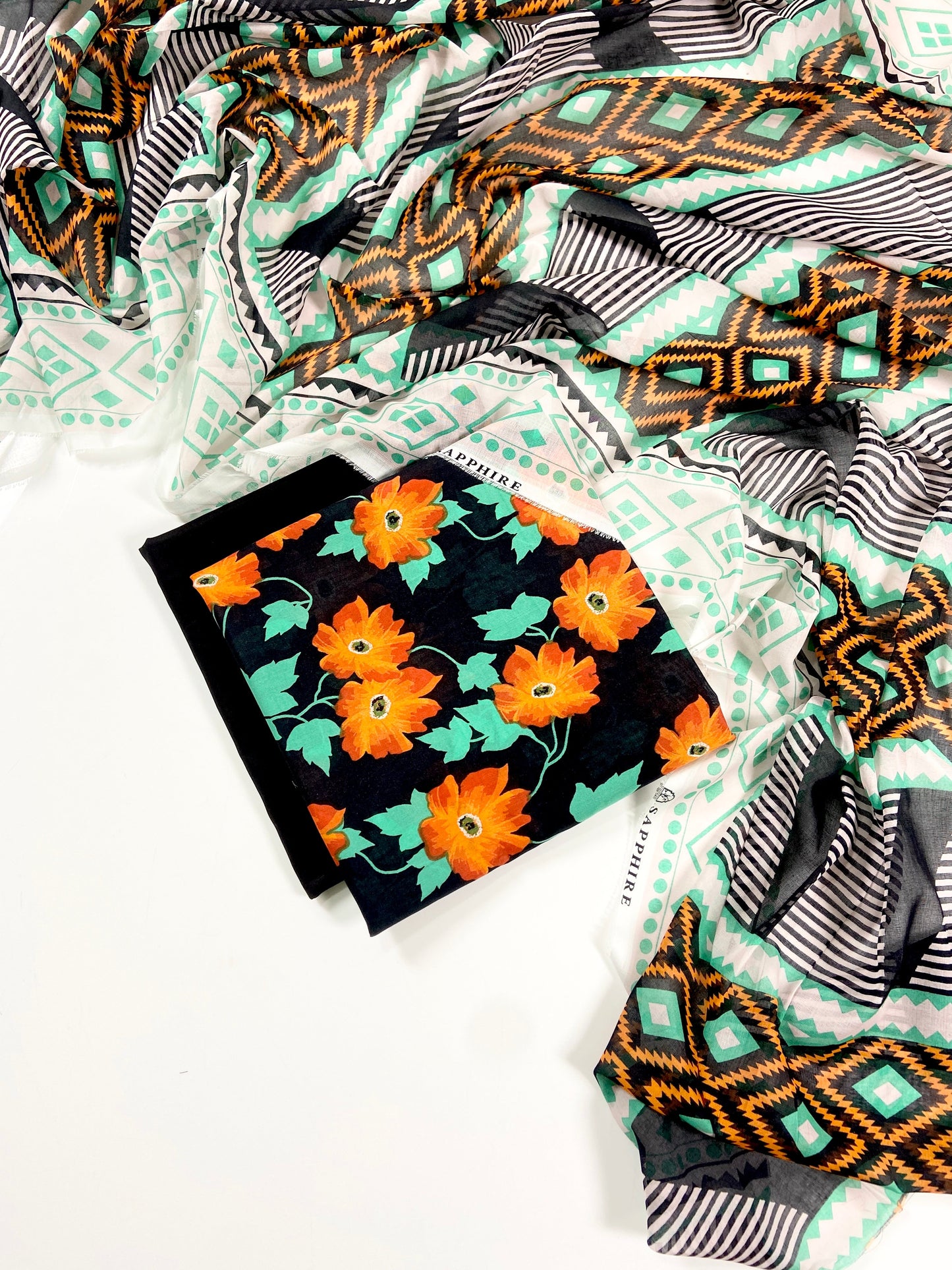 Sapphire Printed Lawn 3PC