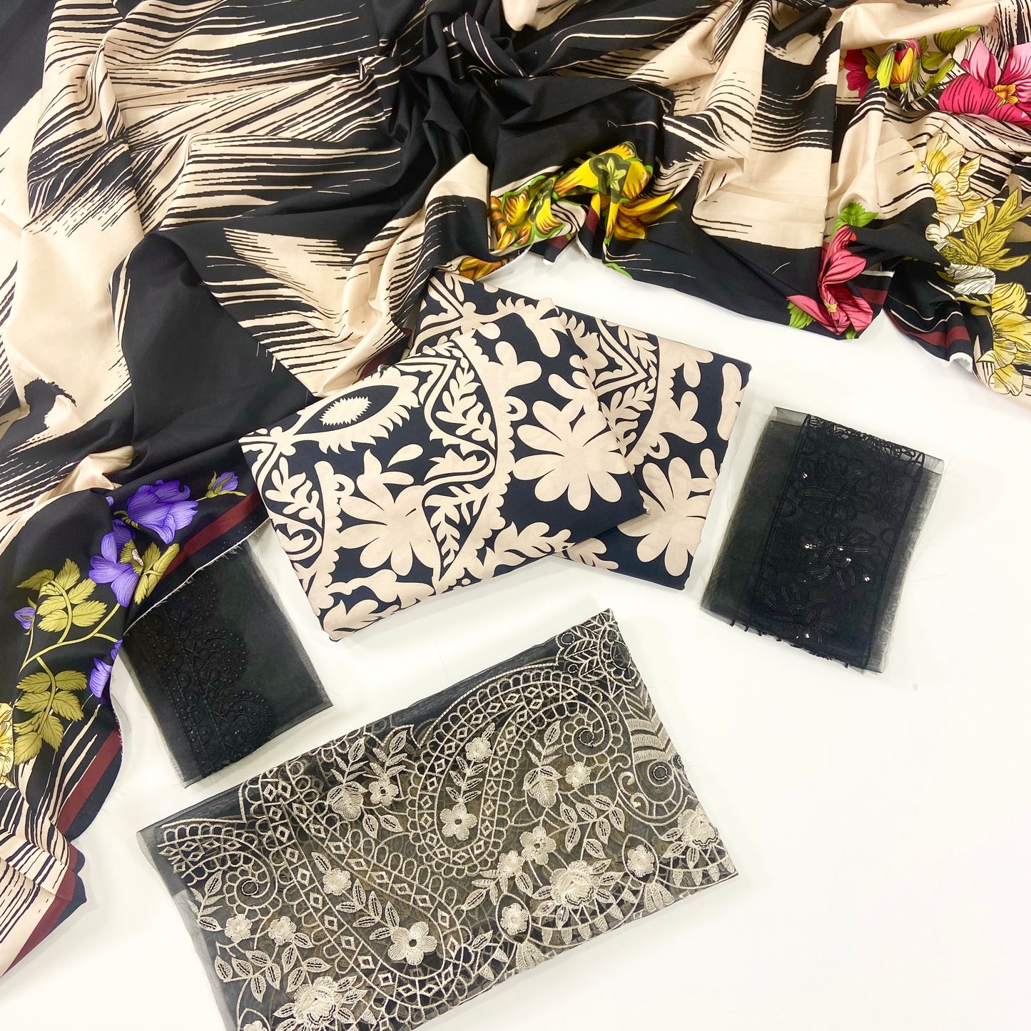 Maria B Printed Linen With Emb Patches 3PC