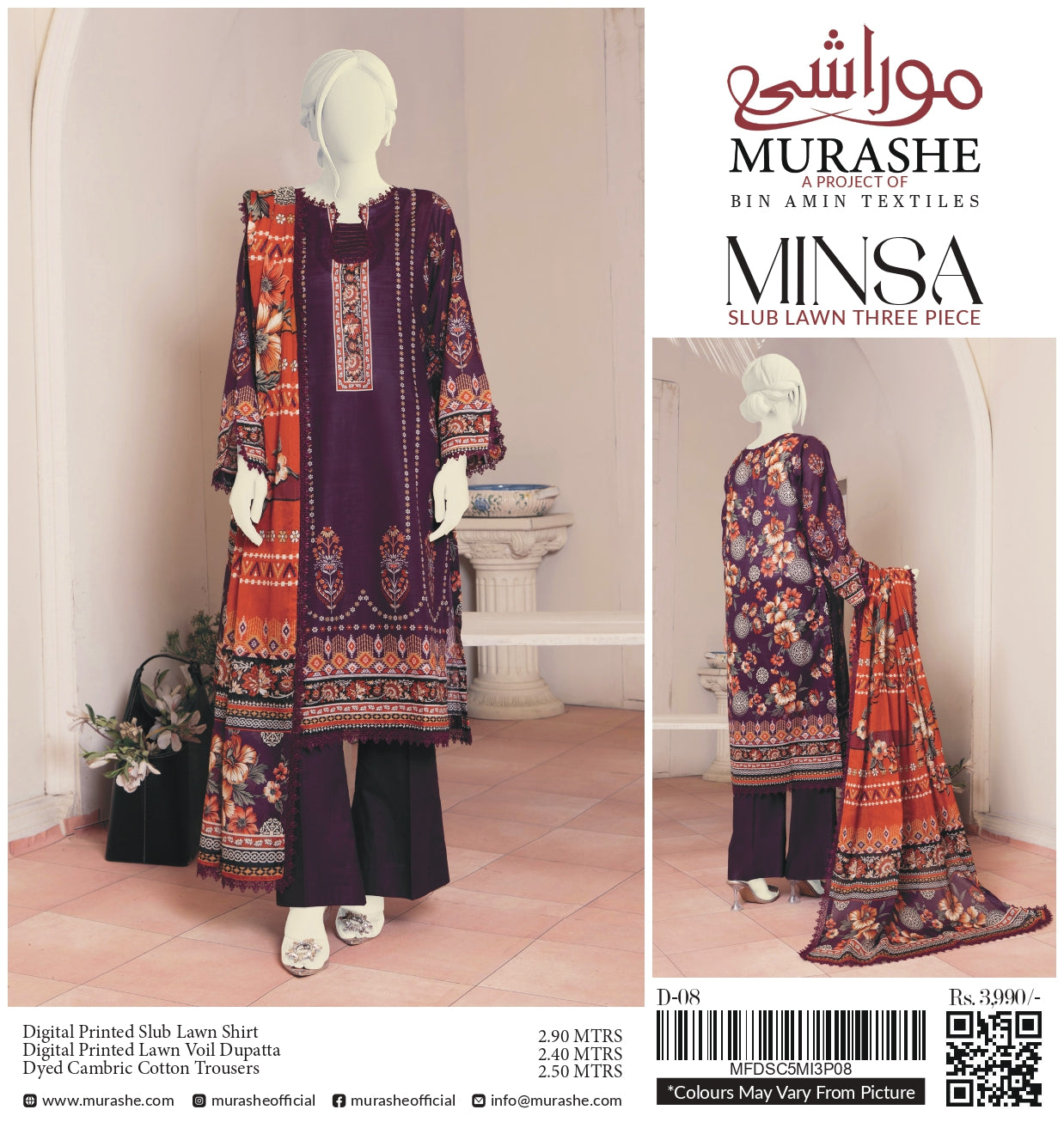 Minsa By Murashe Printed Lawn 3-PC
