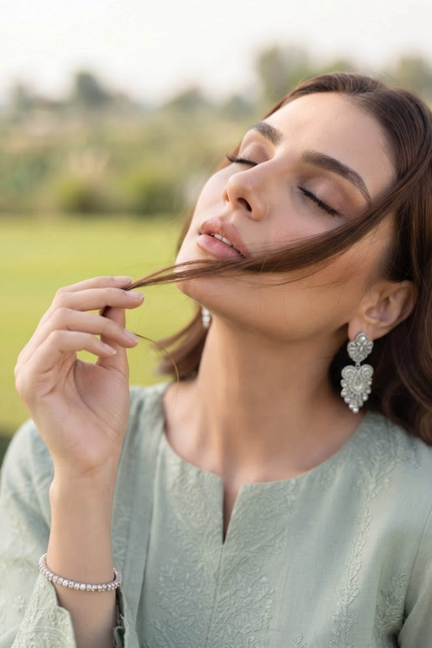 Khoshbo Sa By Anaya Noor Full Emb Dhanak With Plachi Shawl 3PC