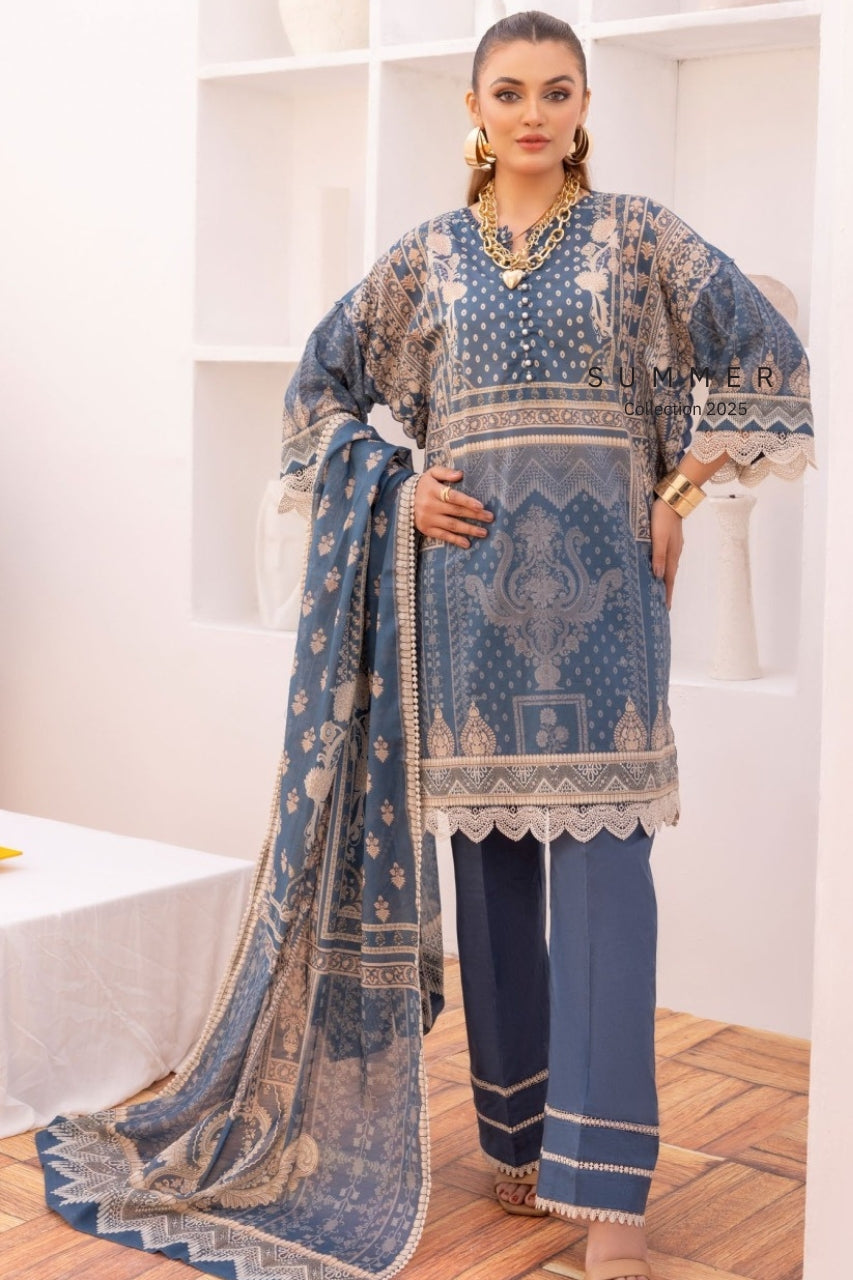 ( Bundle of 10 ) Lailama Printed Lawn 3-PC
