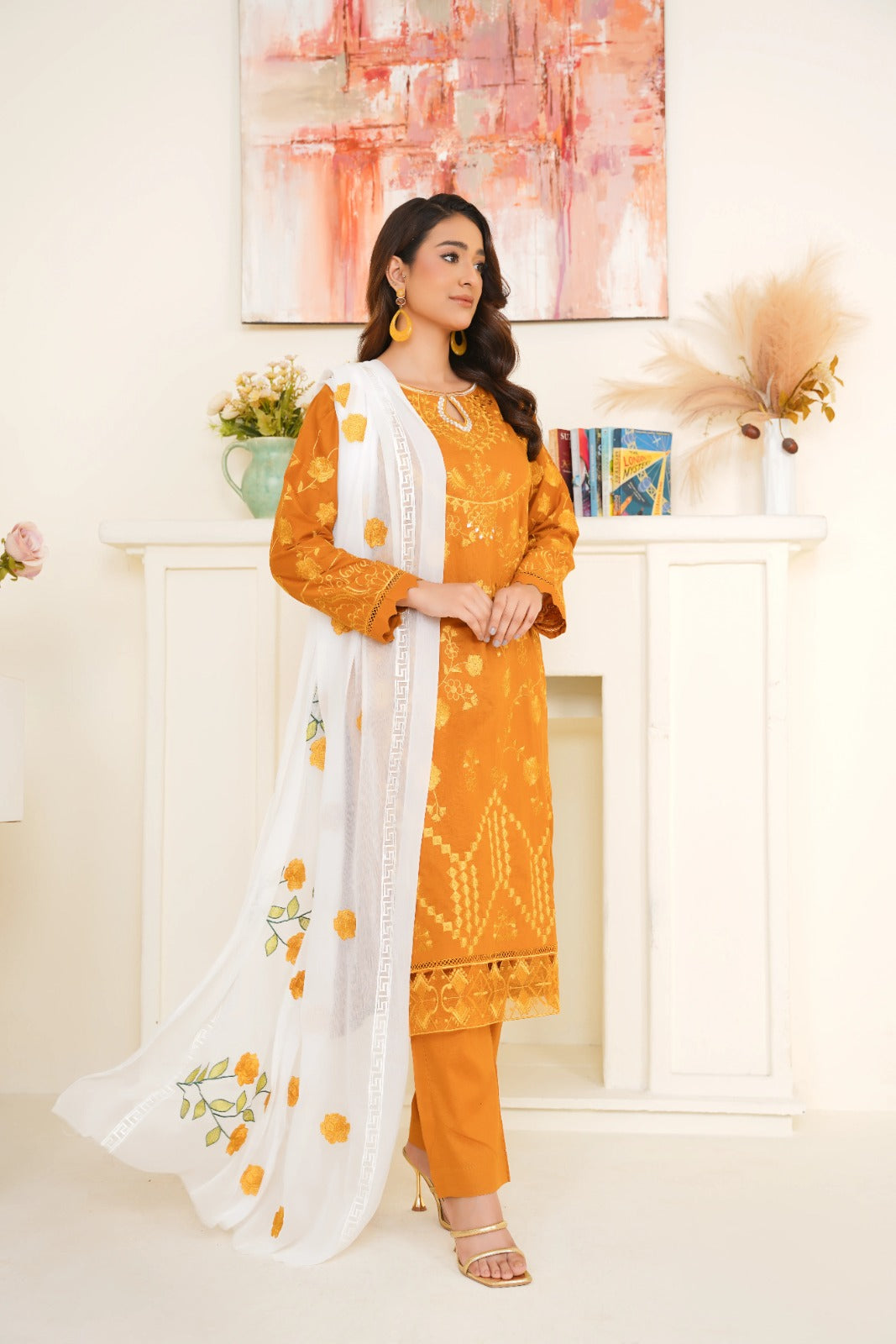 Charizma Cambric Embroidered 3PC
