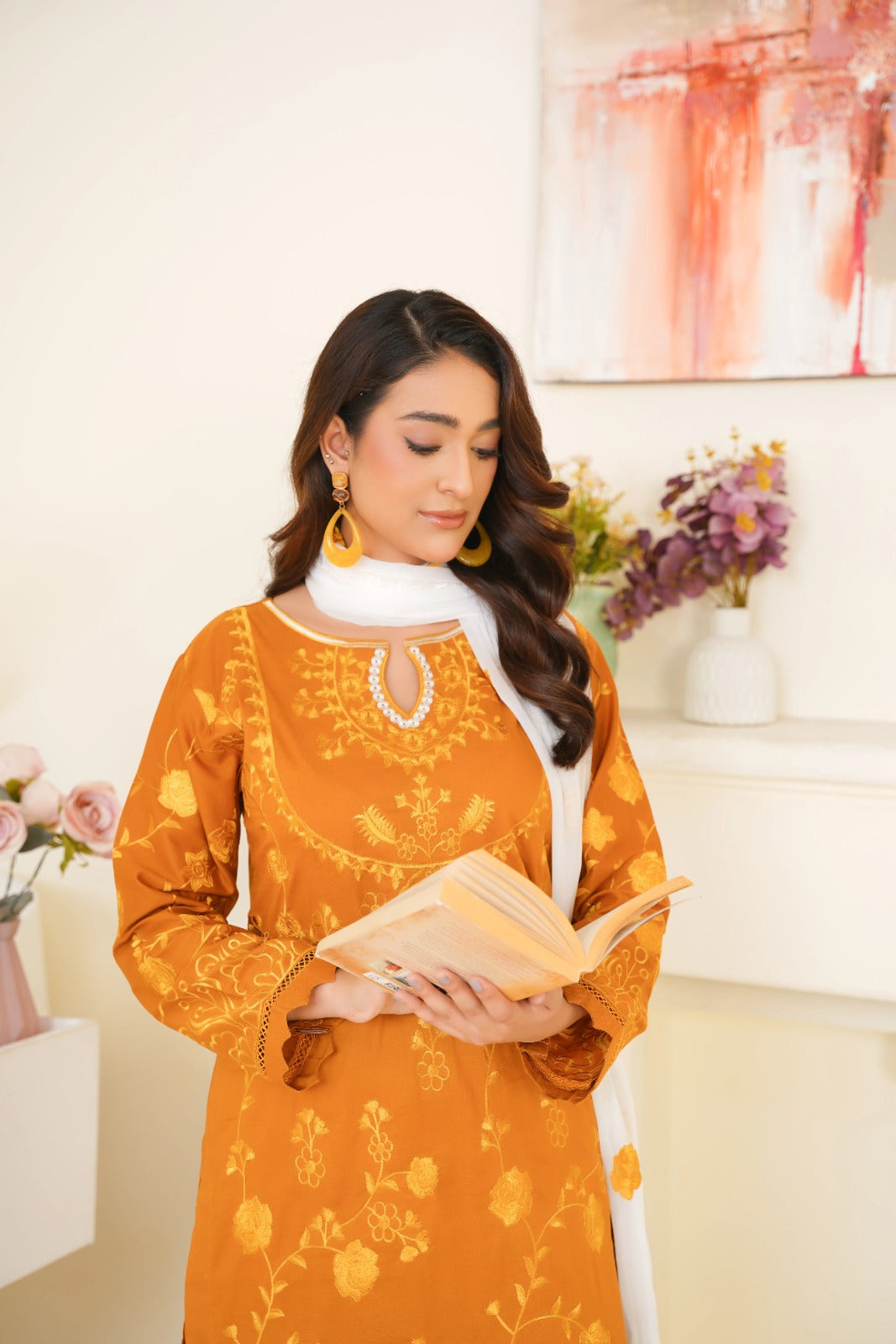 Charizma Cambric Embroidered 3PC