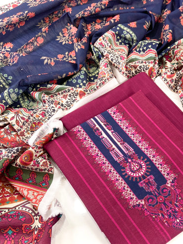 Mausummery Digital Printed Khaddar 3PC