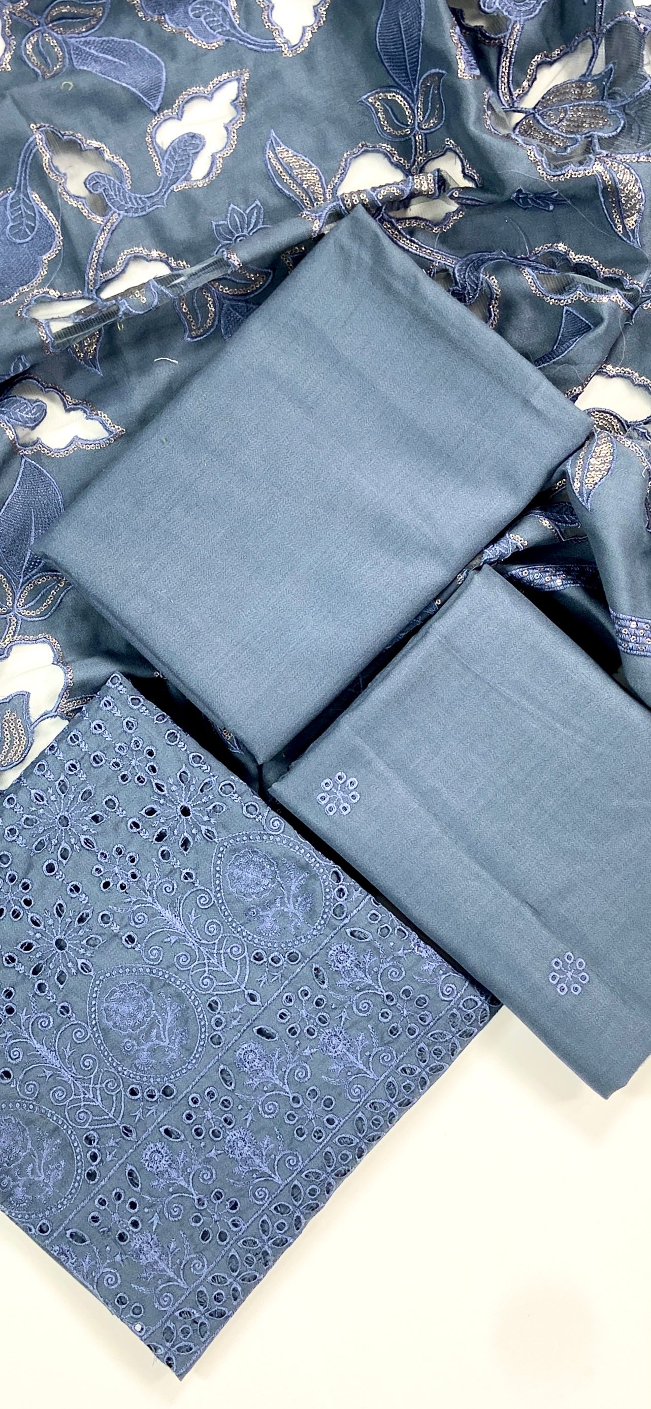 Anaya Noor Emb & Chickenkari Dhanak with Heavy Aplick work Dupatta