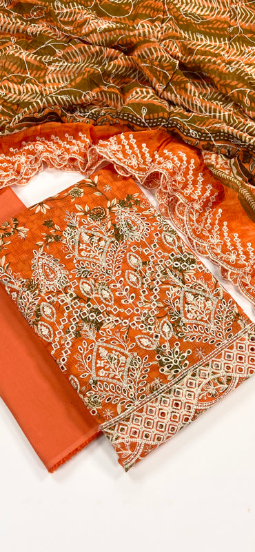 Riwayat Embroidered Lawn With Chiffon Dupatta 3PC