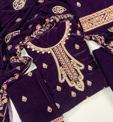 Maria B Luxury Velvet Embroidered Suit – 3PC
