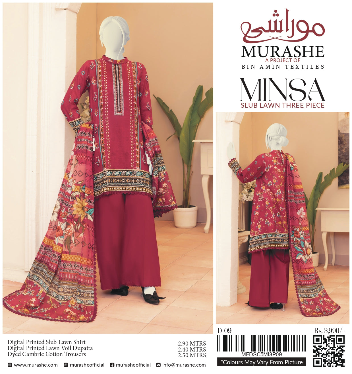 Minsa By Murashe Printed Lawn 3-PC