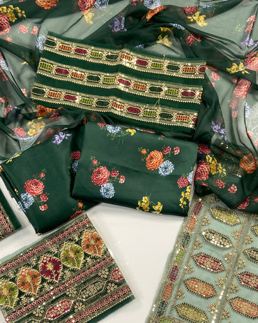 Aneela Premium Silk – With Organza Patches