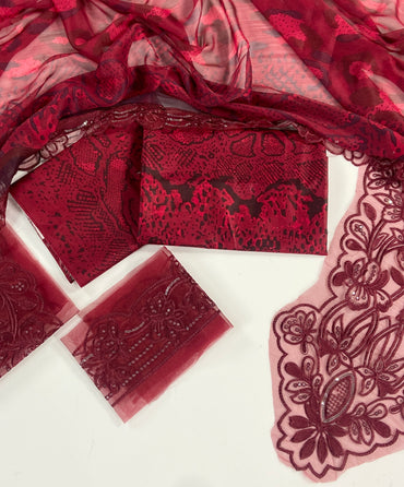 Maria B Embroiderd & Digital Printed Lawn 3PC