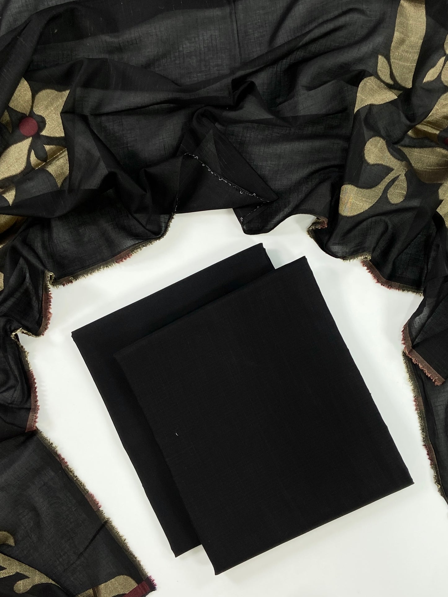 Self Jacquard Voil Shawl 3PC Unstitched Suit