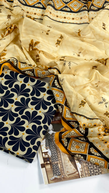 Almeerah Digital Printed Stripe Dora 3PC