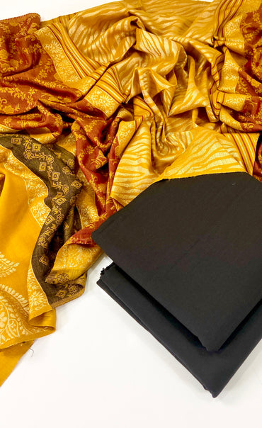 Khaddar Shirt And Trouser With Fancy Wool Jacquard Shawl 3PC