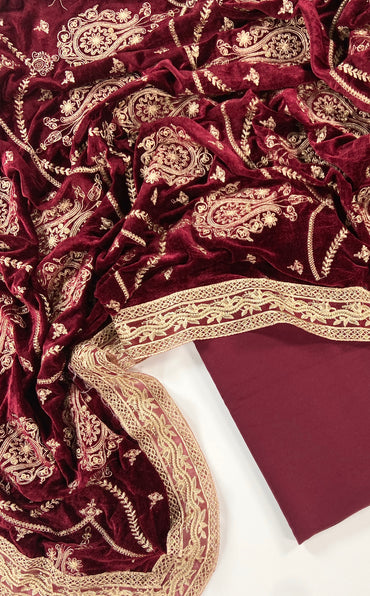 Maria B Dhanak with Emb Velvet Shawl 3PC