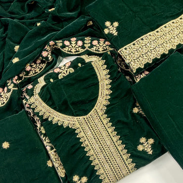 Maria B Luxury Velvet Embroidered Suit – 3PC