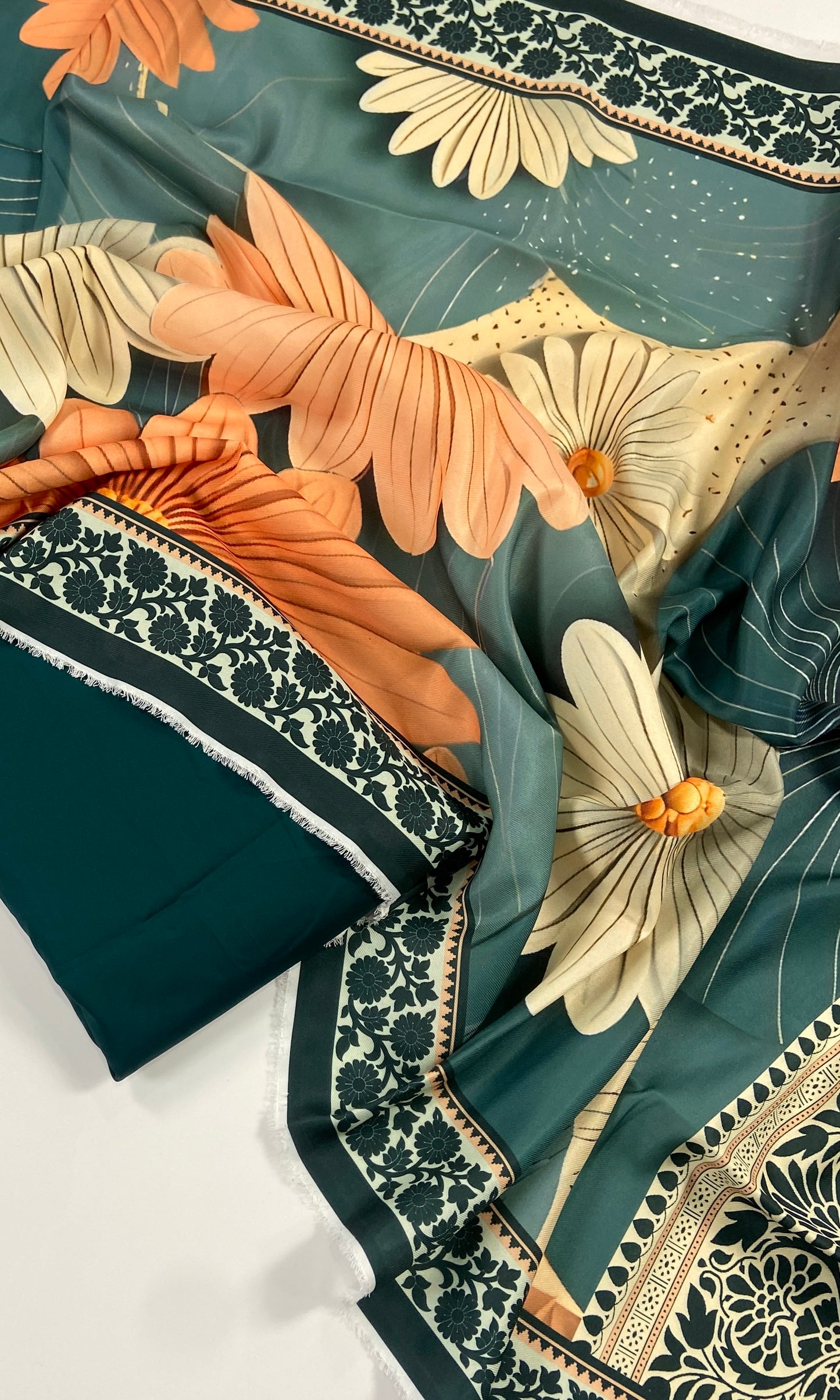 Maria B Linen Dyed Matching Suit With Wool Shawl-3PC