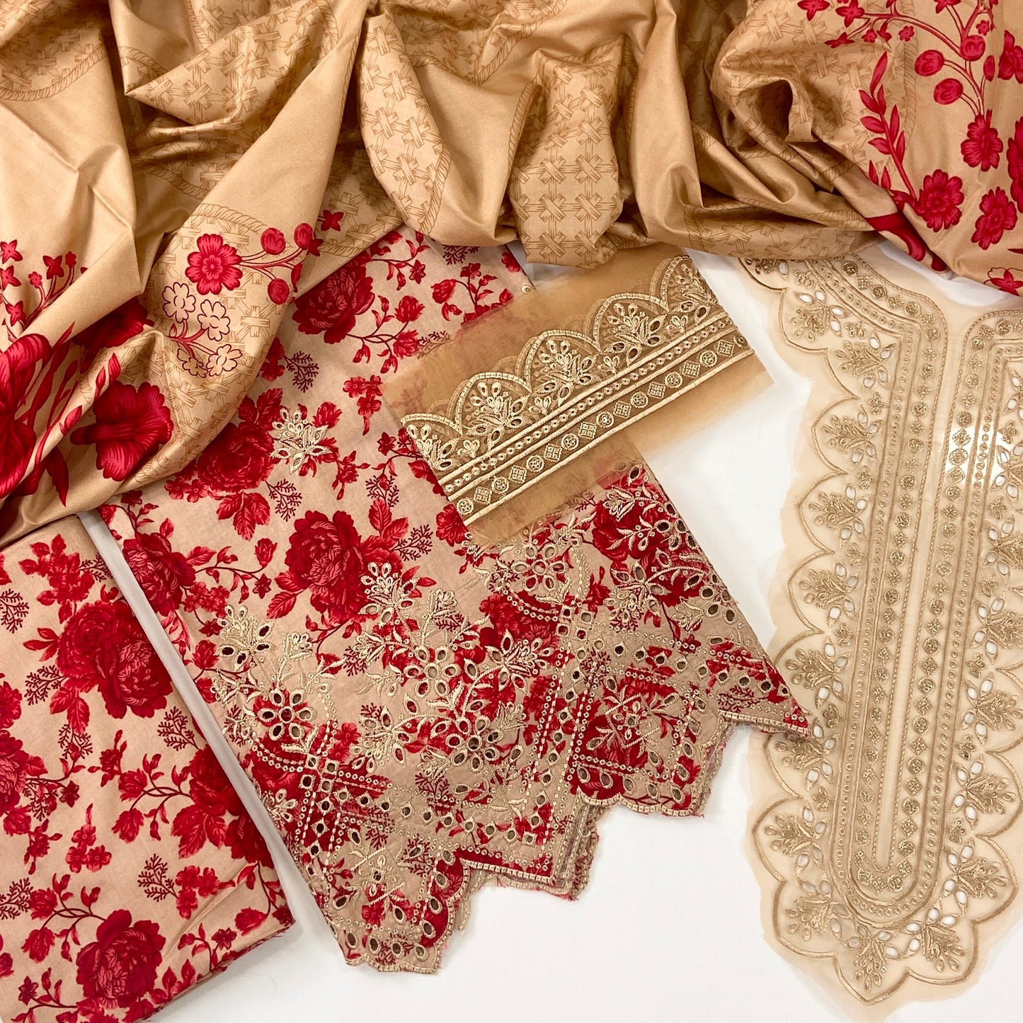 Maria B Printed Linen With Embroidered Patches-3PC
