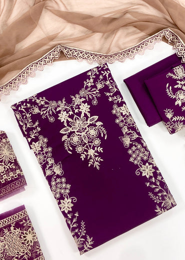 Zaha Khadija Shah Full Emb Lawn With Emb Patches 3PC