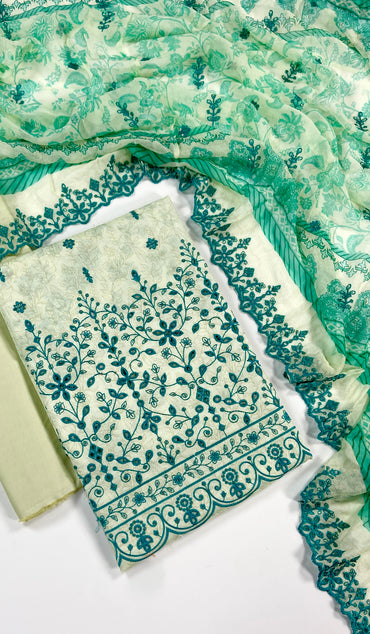 Riwayat Embroidered Lawn With Chiffon Dupatta 3PC