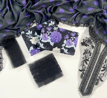 Baroque Printed Slub Khaddar With Emb Patches 3PC