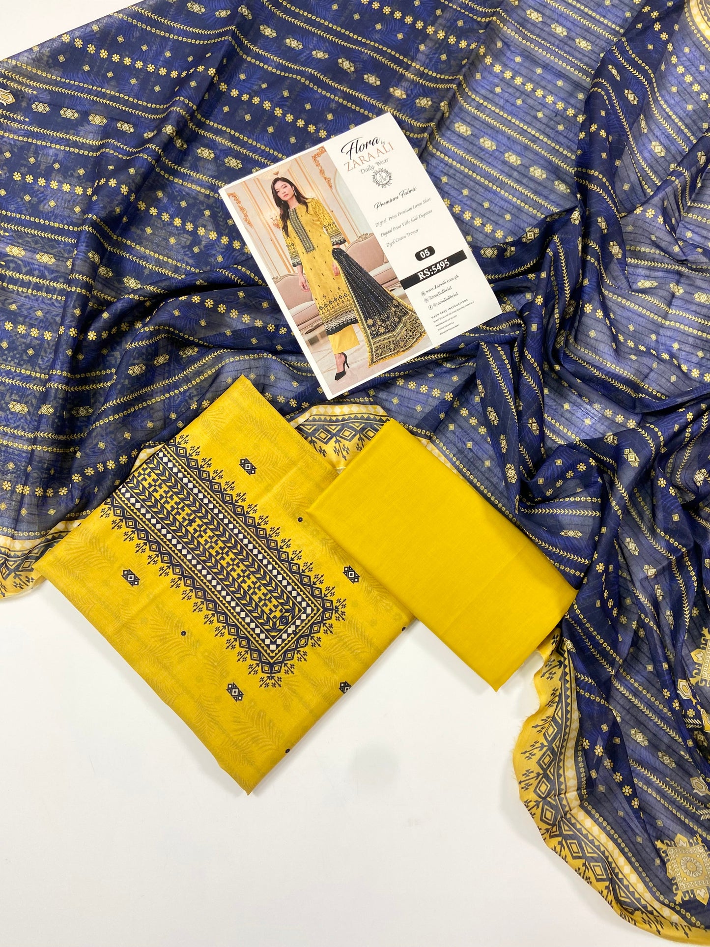 Flora By Zara Ali Printed Lawn 3PC