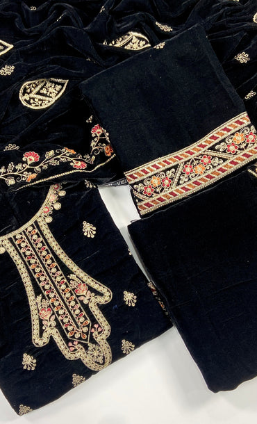Maria B Luxury Velvet Embroidered Suit – 3PC
