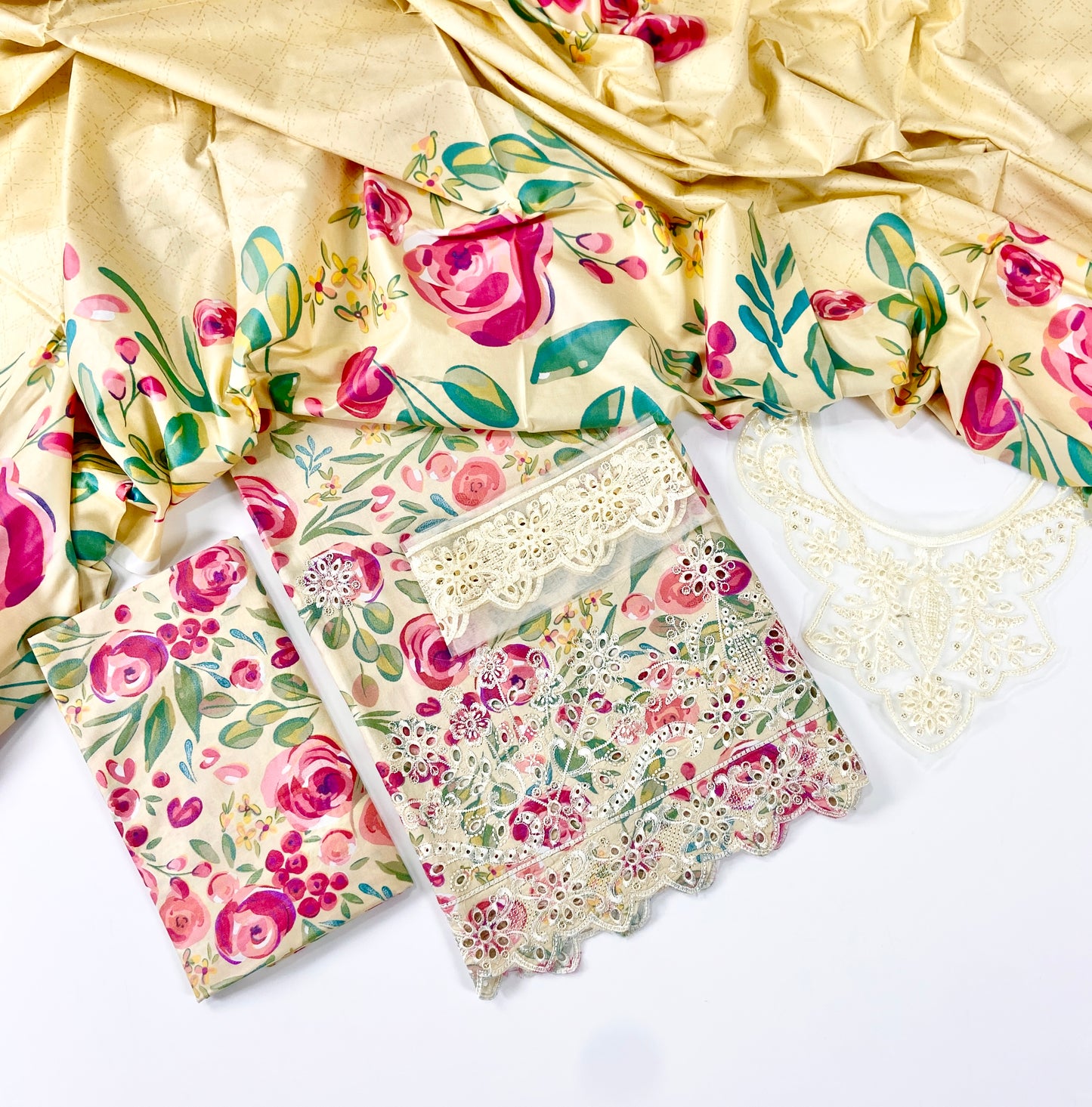 Crimson Luxury Emb Linen 3PC