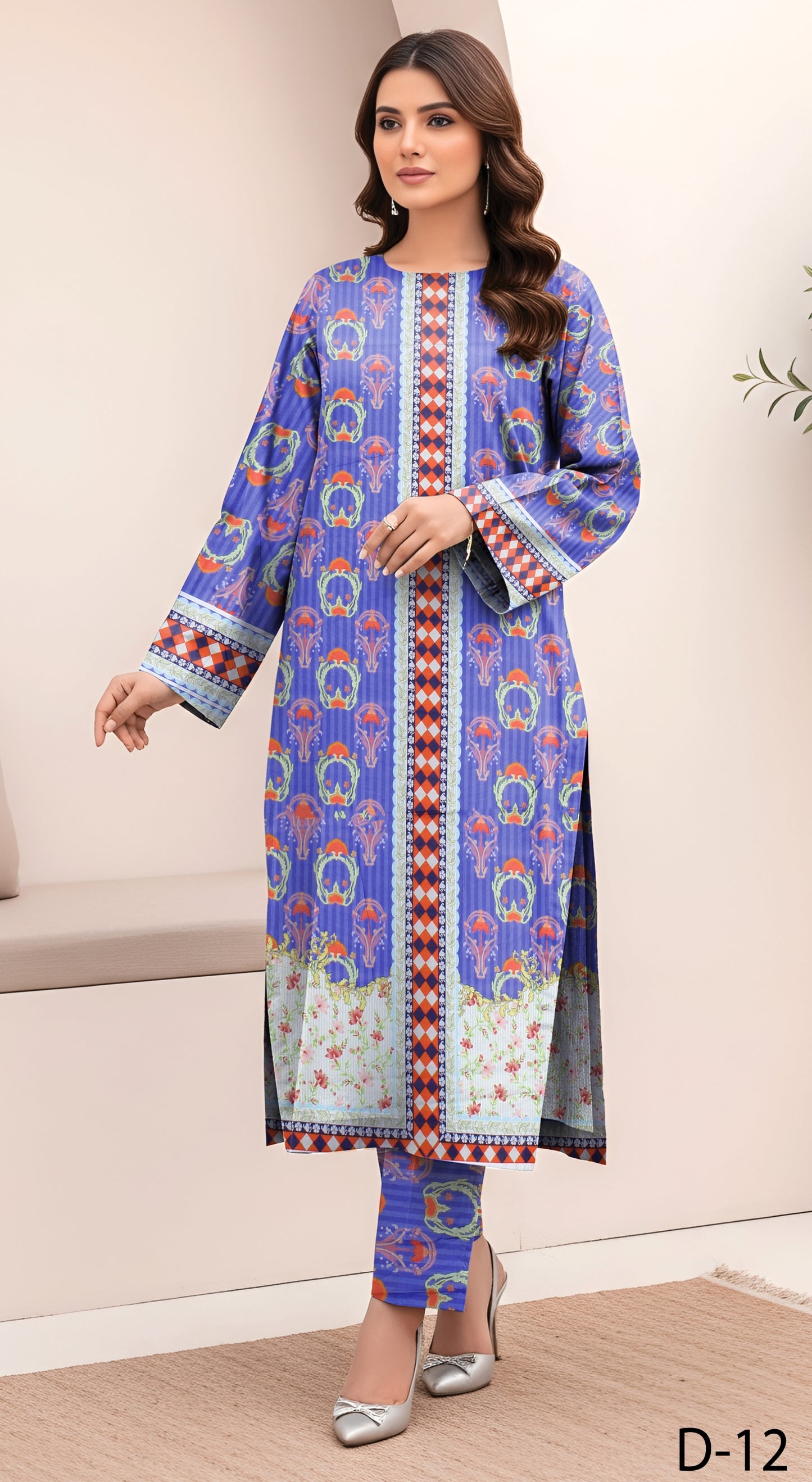 Anaya Noor Digital Printed Lawn Co-ard Set 2PC