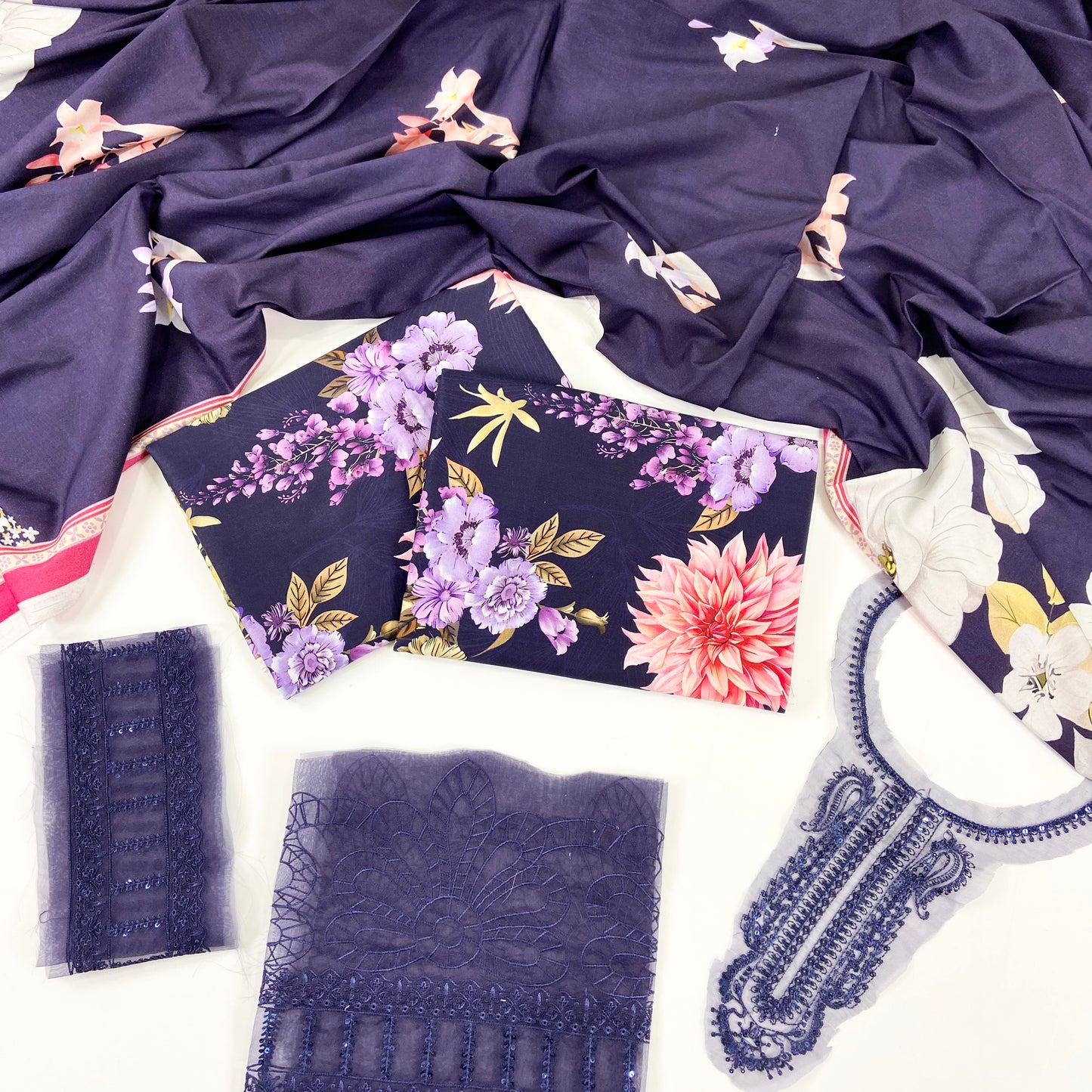 Maria B Printed Linen With Emb Patches 3PC