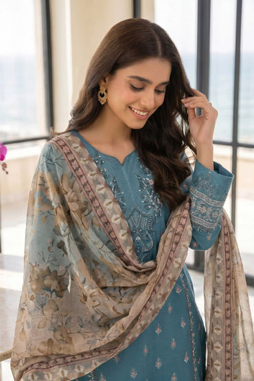 Maahru By Anaya Noor Digital Printed Lawn With Patches 3PC