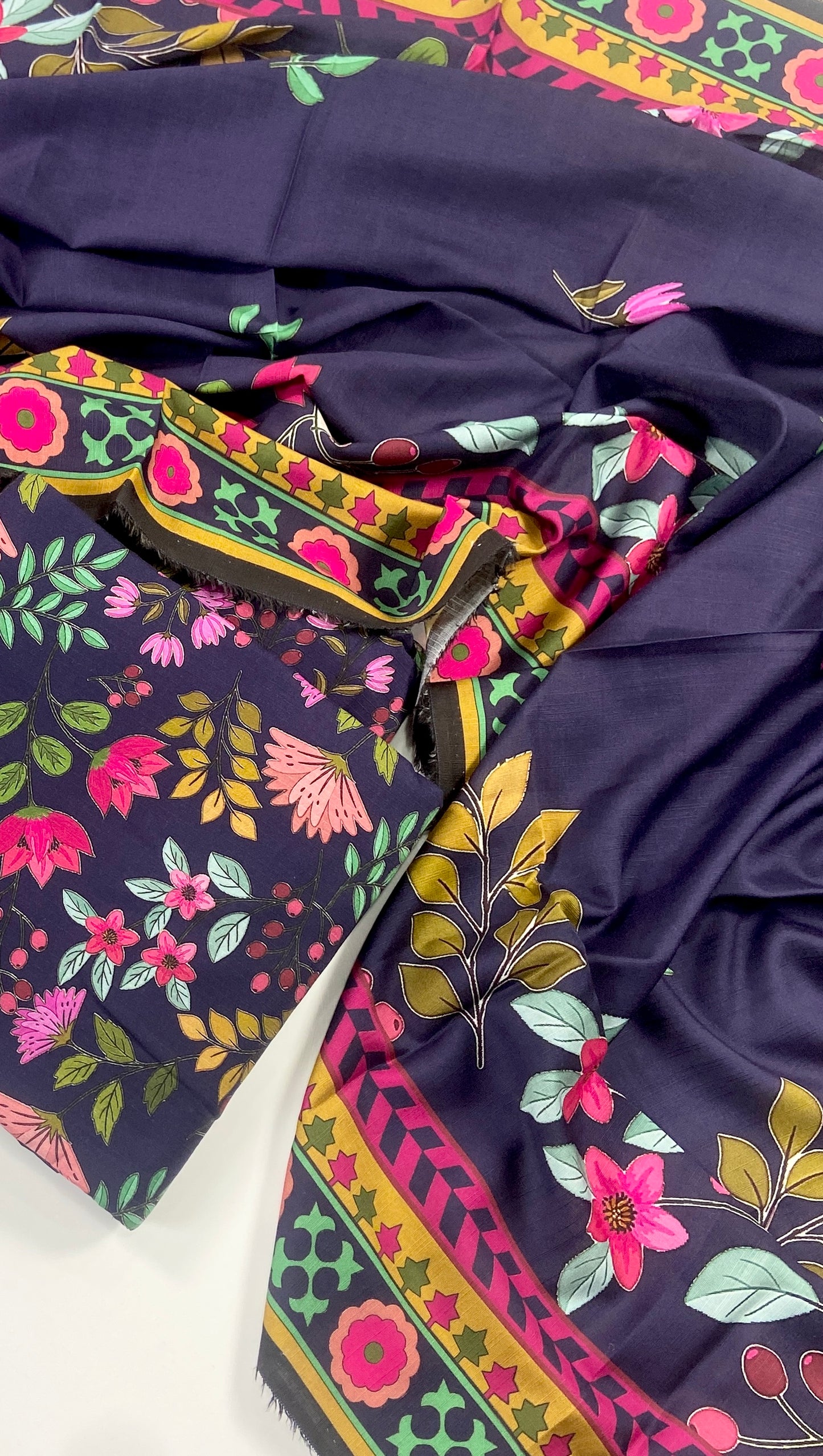 Anaya Noor Printed Bana Dora Slub Linen 3PC