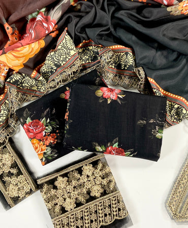 Esra Printed Slub Khaddar With Emb Patches 3PC