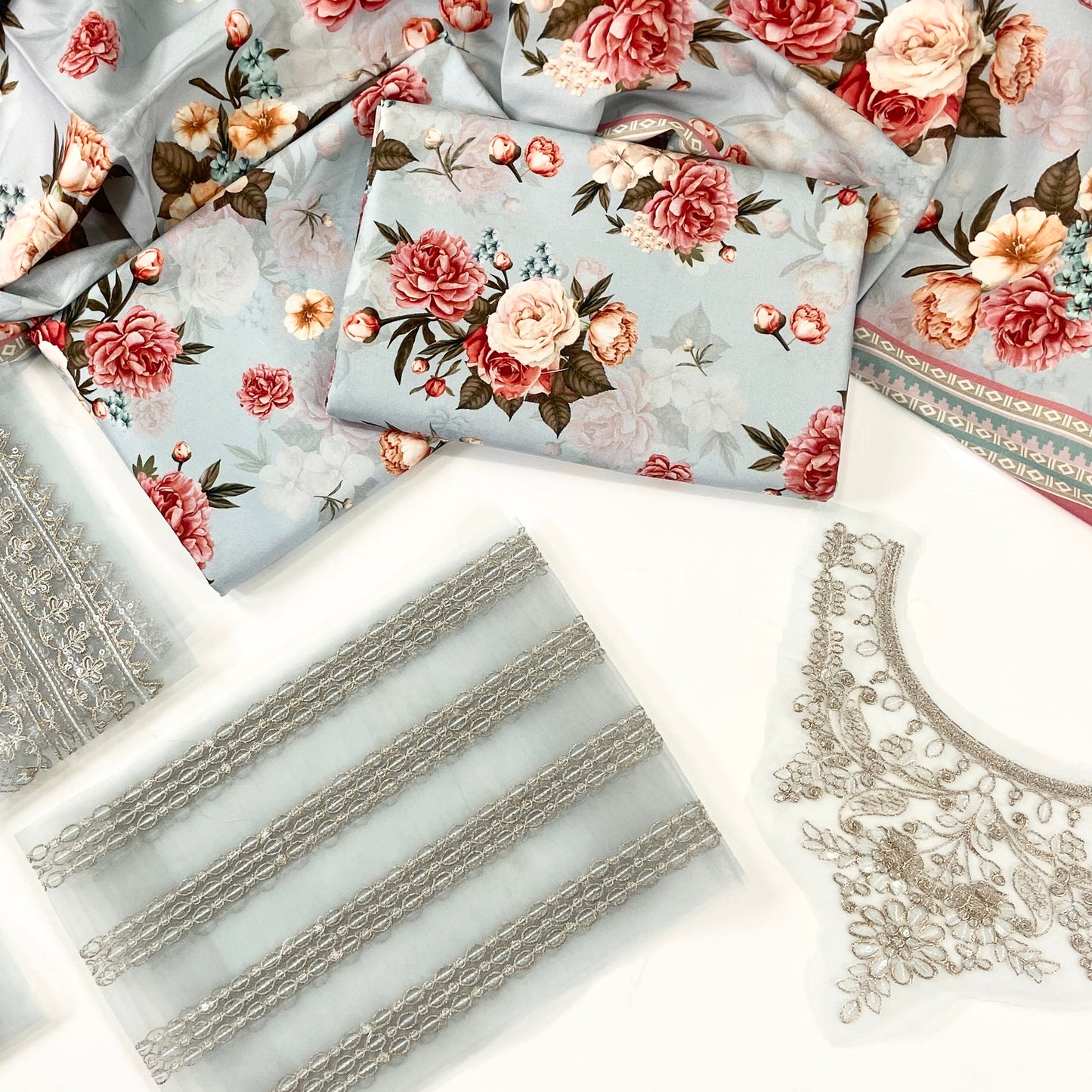 Baroque Printed Linen With Emb Patches 3PC