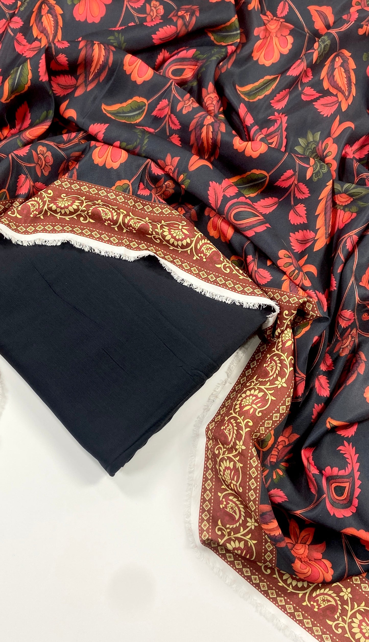 Maria B Linen Dyed Matching Suit With Wool Shawl-3PC