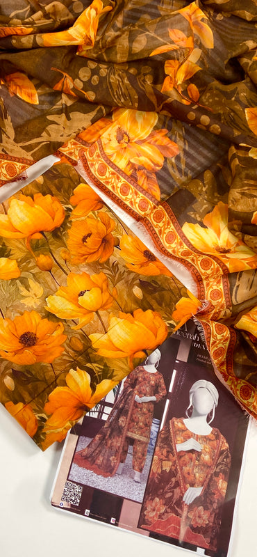 Almeerah Digital Printed Stripe Dora 3PC