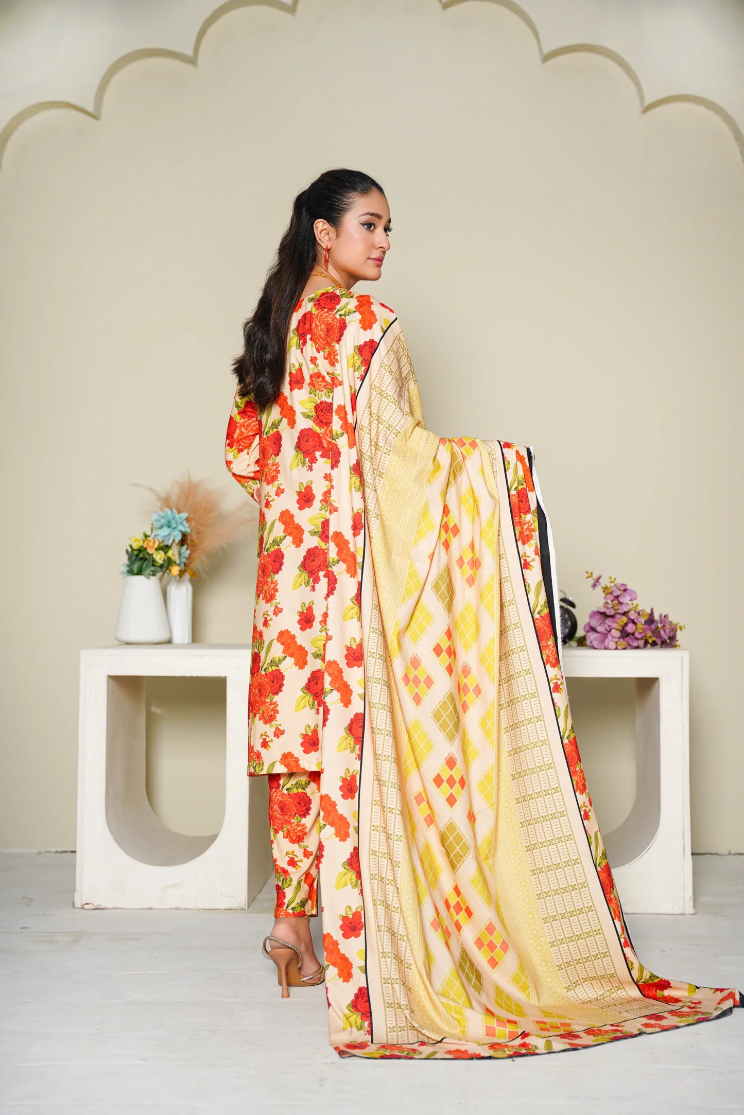 Baroque Printed Linen With Emb Patches 3PC
