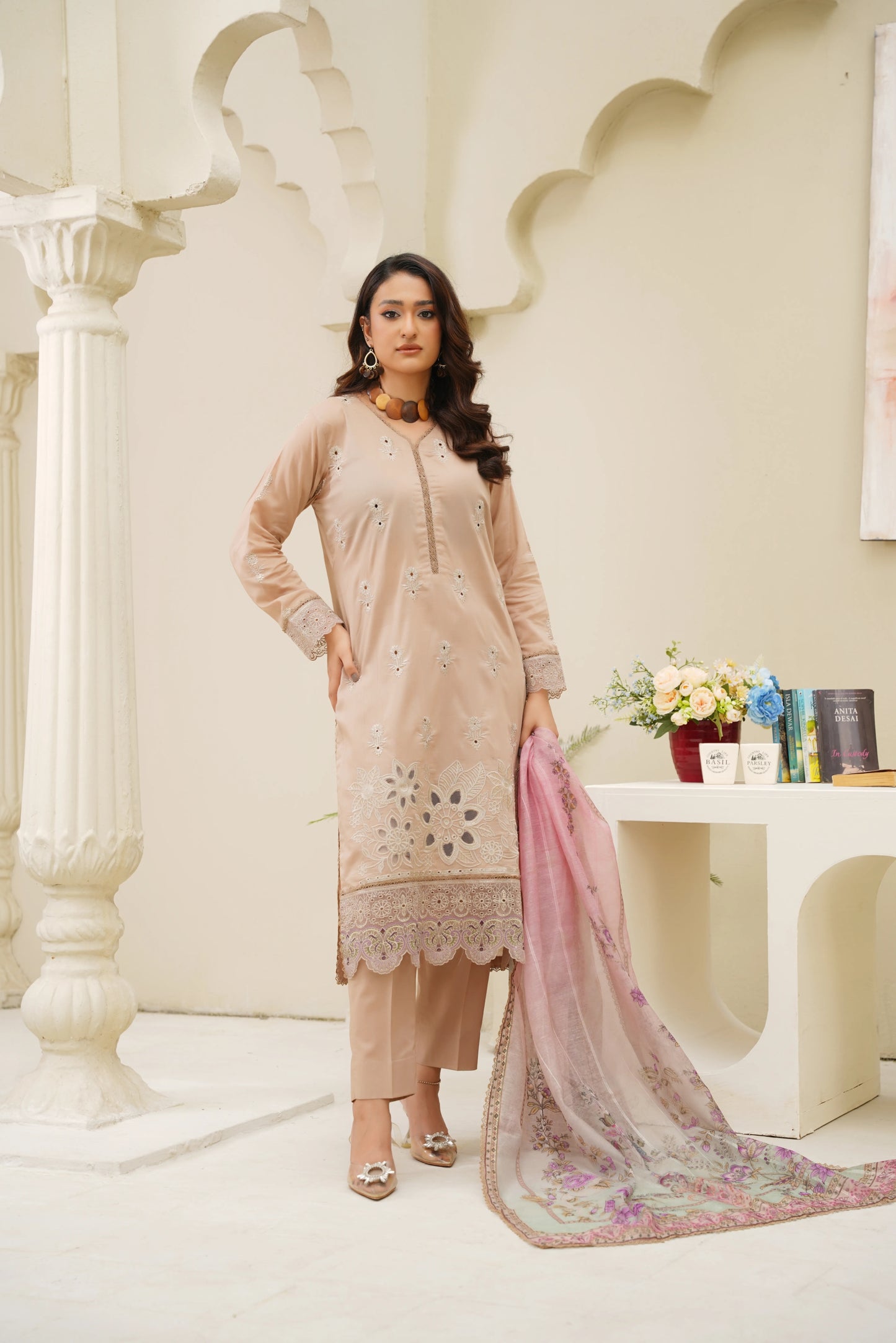 Virsa By Anaya Noor Chikenkari Lawn With Aplic 3PC