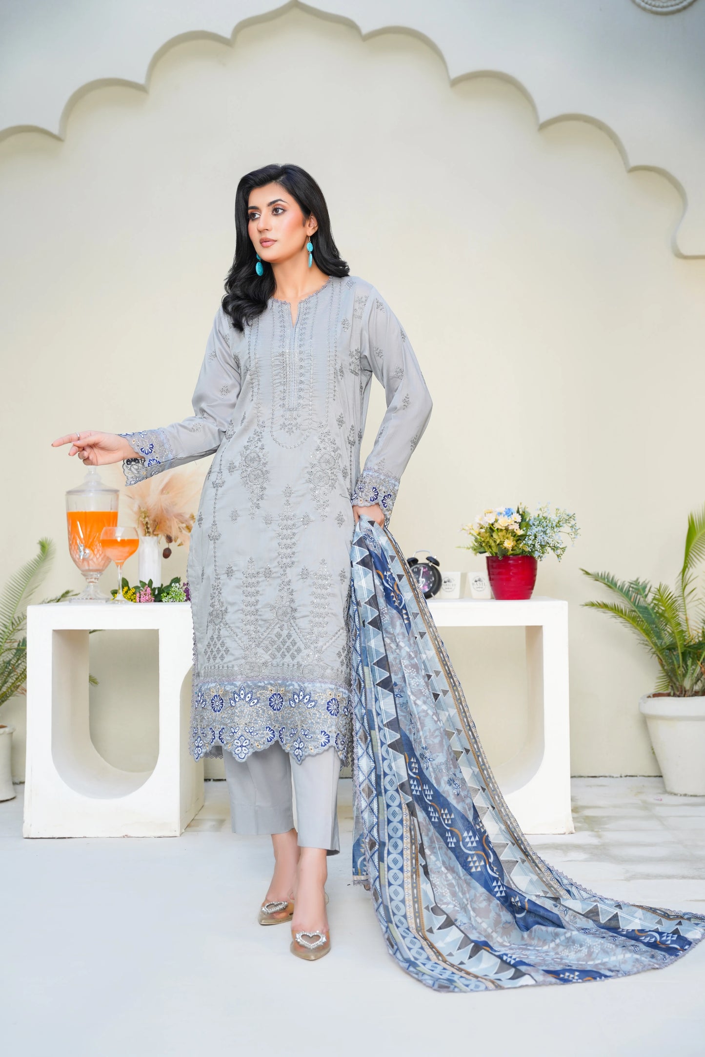 Virsa By Anaya Noor Chikenkari Lawn With Aplic 3PC