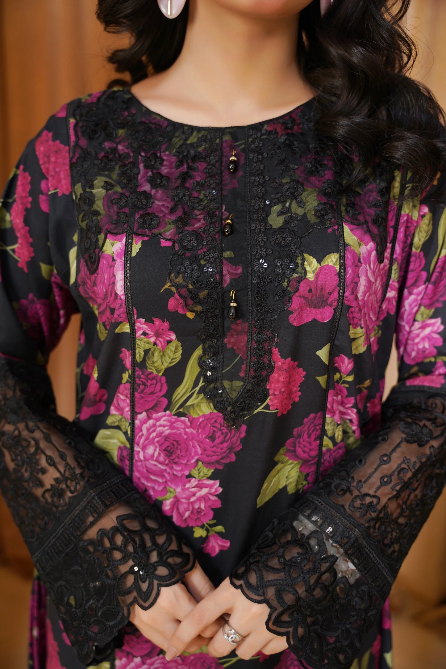 Baroque Printed Linen With Emb Patches 3PC