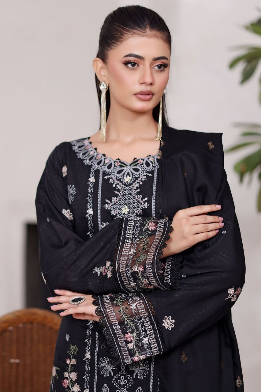 Poshna By Dressline Luxury Emb Jaquard Check Viscose 3PC