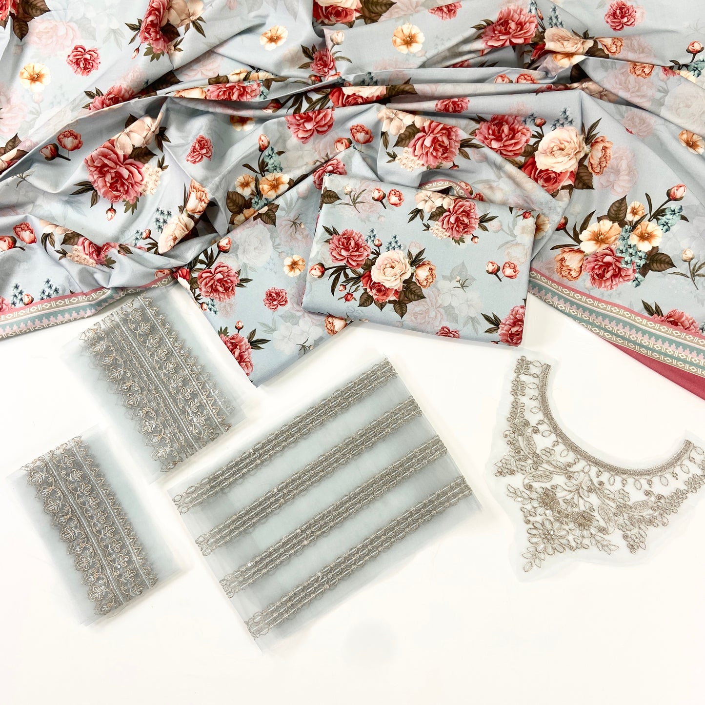 Baroque Printed Linen With Emb Patches 3PC