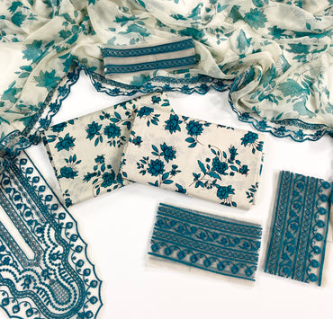 Aneelas Embroiderd & Digital Printed Lawn 3PC